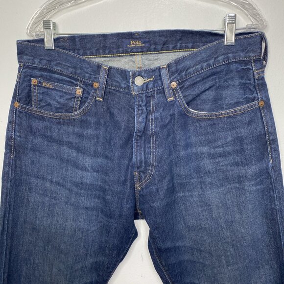 Polo Ralph Lauren Hampton Relaxed Straight Jeans Mens 32x32 Denim Dark Wash - Picture 2 of 11